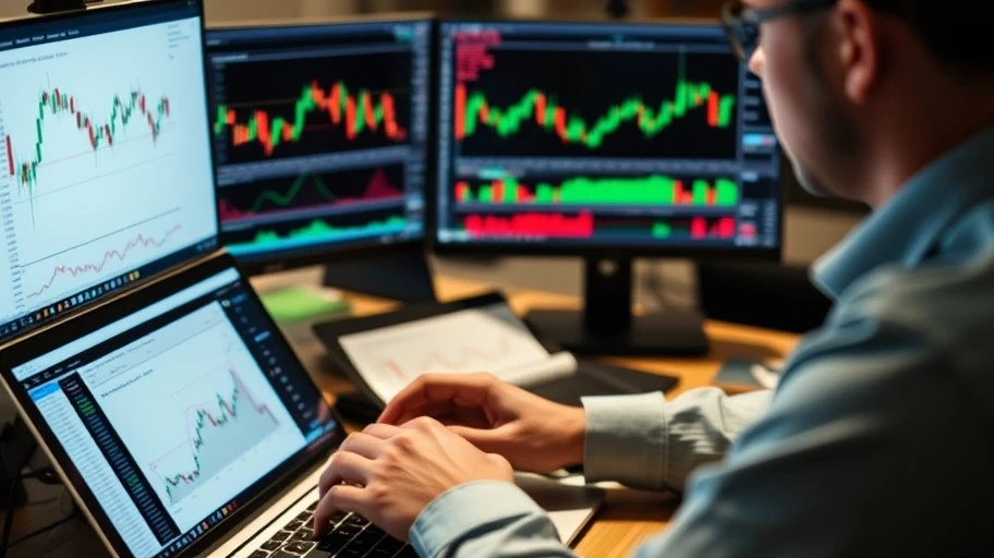 Ảnh giao dịch xoay vòng crypto với biểu đồ giá trung hạn.
