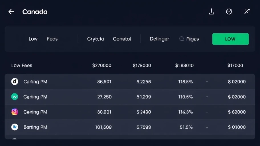 Ảnh phí giao dịch trên ứng dụng crypto ở Canada.