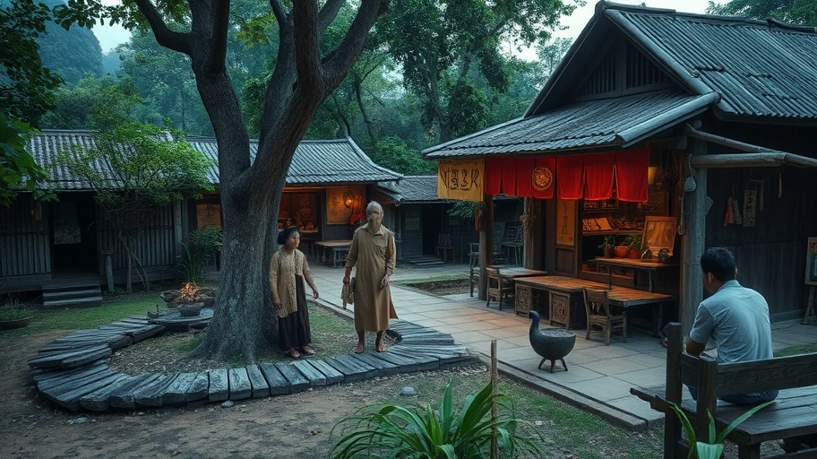Biểu tượng văn hóa của cryptids tại một ngôi làng ở Việt Nam.