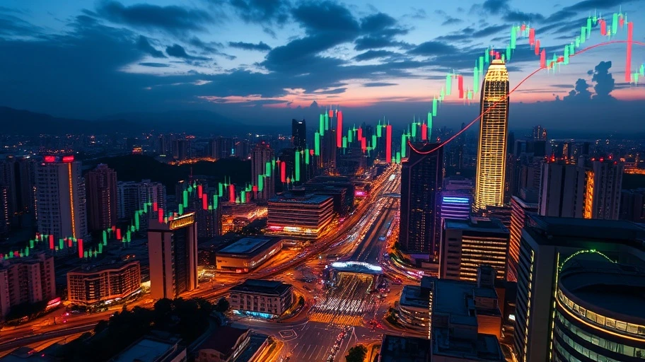 Cảnh đêm thành phố với ảnh hưởng lên thời gian giao dịch crypto
