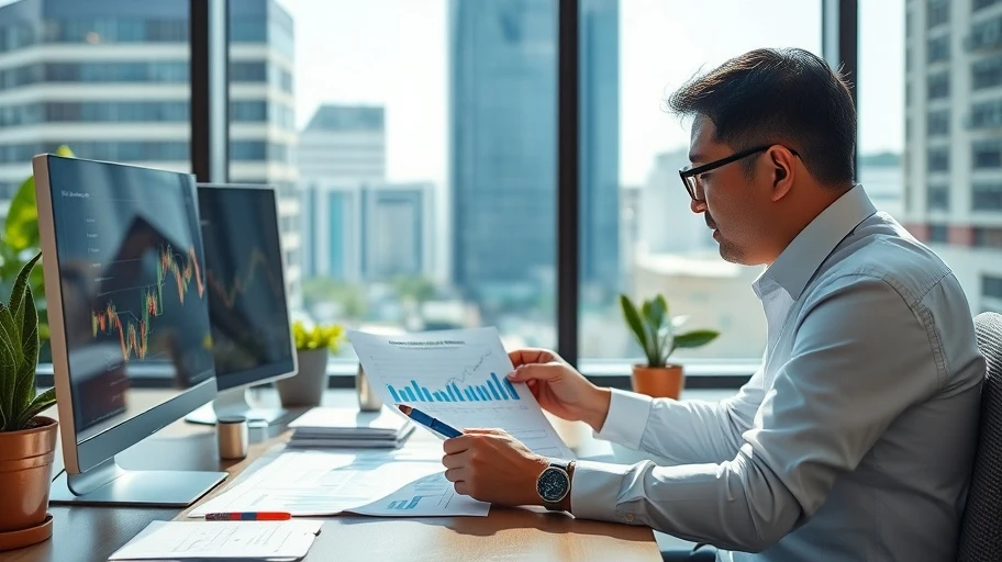 Chuyên gia phân tích tài chính tại một văn phòng.