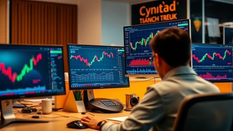 Công cụ theo dõi volume crypto hiện thị trên màn hình máy tính