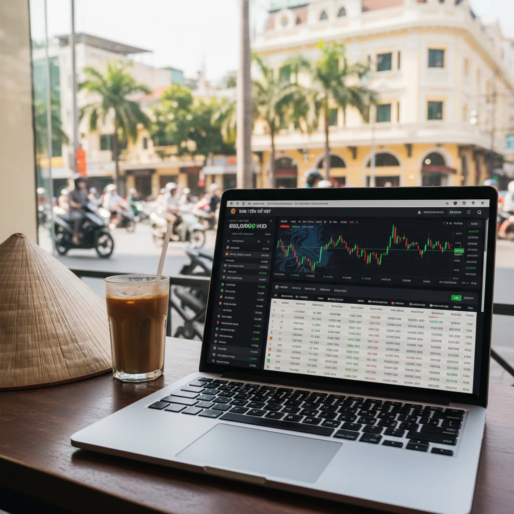 Giao diện sàn giao dịch tiền mã hóa hiển thị trên máy tính.