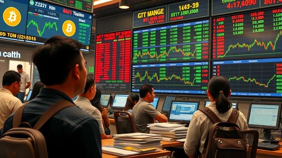 Hình ảnh biểu đồ giá Bitcoin tại sàn giao dịch.