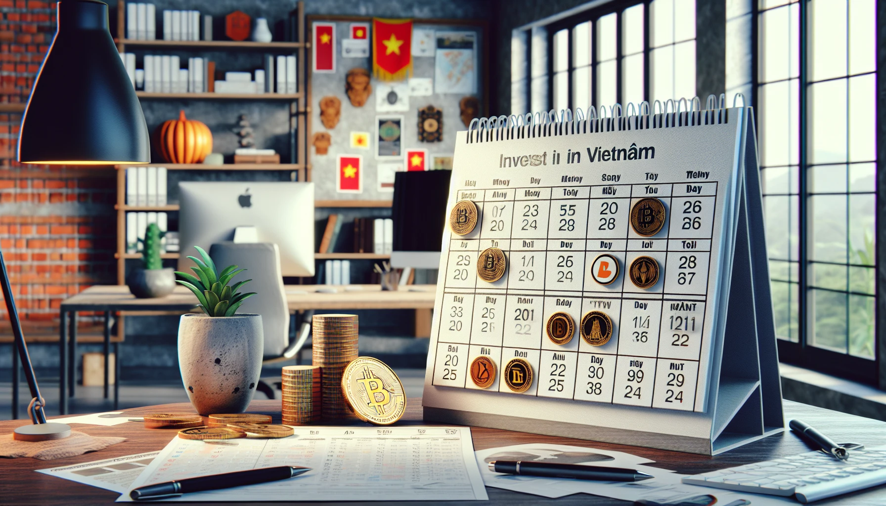 Hình ảnh lịch với các ngày đầu tư crypto được đánh dấu