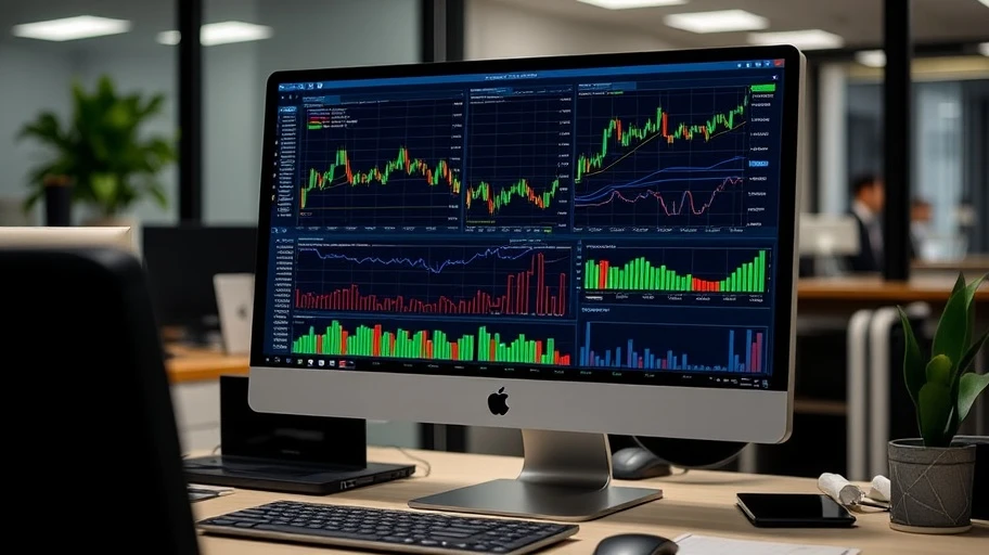 Hình ảnh màn hình máy tính hiển thị biểu đồ giá crypto.