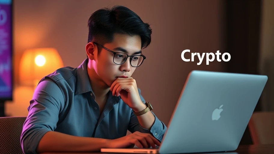 Hình ảnh một doanh nhân trẻ Việt Nam suy tư về đầu tư tiền ảo.