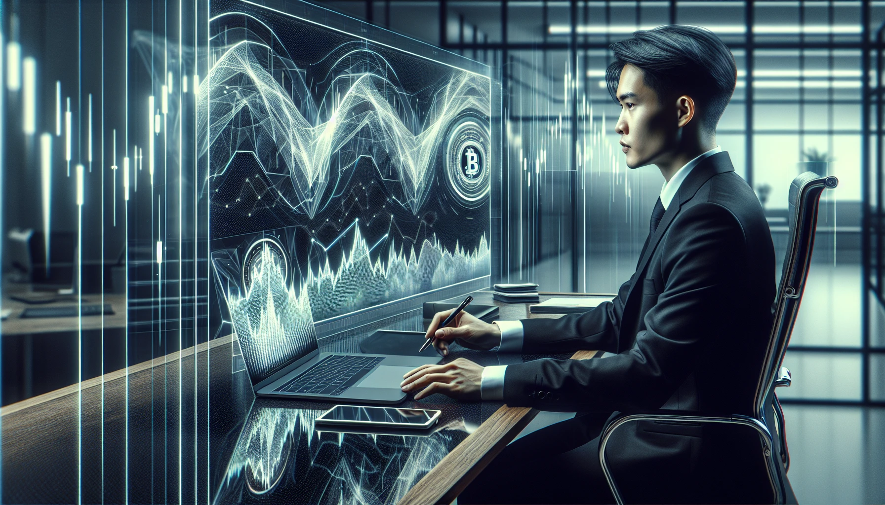 Hình ảnh một nhà đầu tư Việt kiểm tra xu hướng thị trường crypto trên laptop.