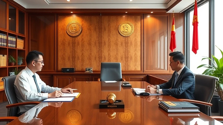 Hình ảnh văn phòng luật với thảo luận về crypto