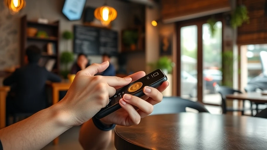 Người dùng tương tác với ví phần cứng crypto.