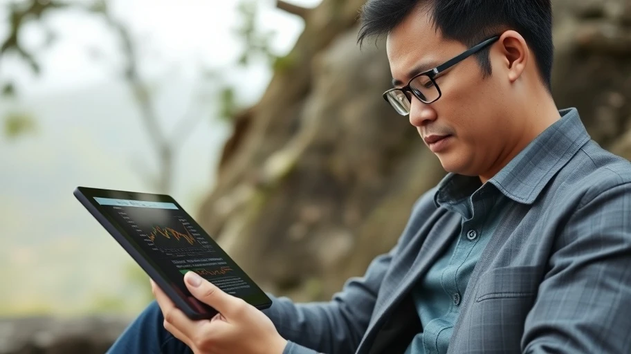 Nhà đầu tư Việt Nam phân tích biểu đồ crypto trên máy tính bảng.