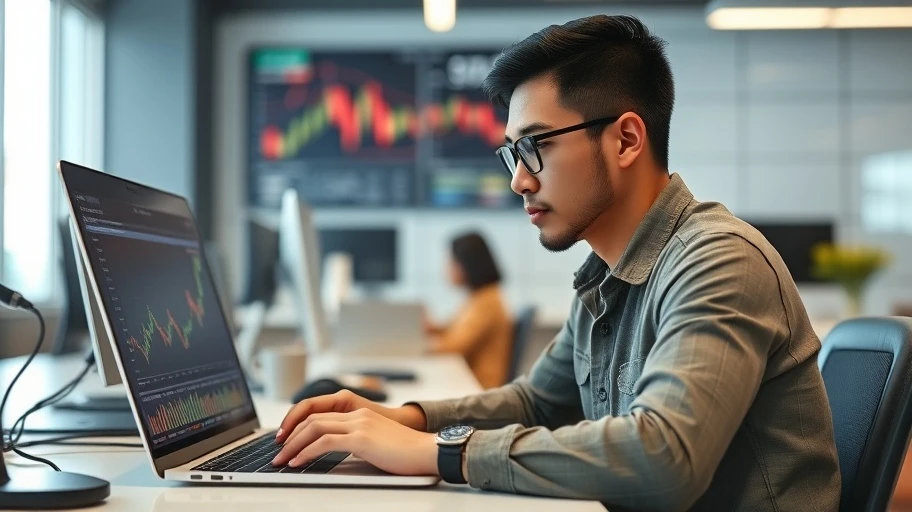 Trader phân tích volume giao dịch tiền mã hóa